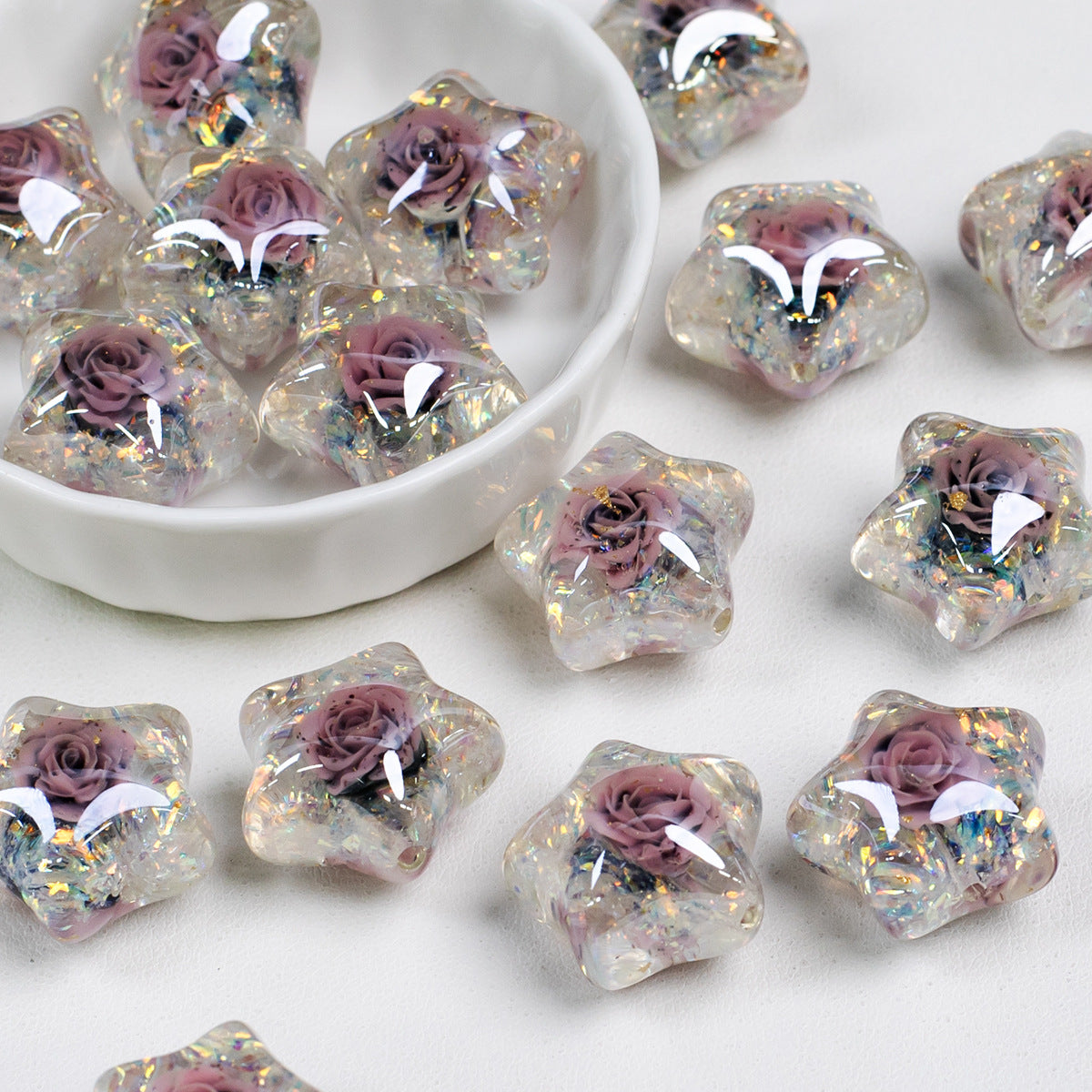 Diana Rose Pink Star Shaped Acrylic Beads Picture color-14 16mm by Acrijoy