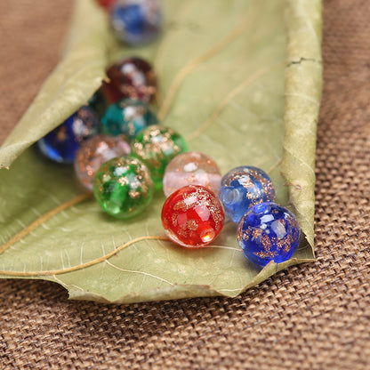 Luminous Gold Sand Round Glass Beads by Acrijoy