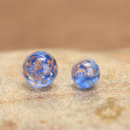 Luminous Gold Sand Round Glass Beads Blue 10 by Acrijoy