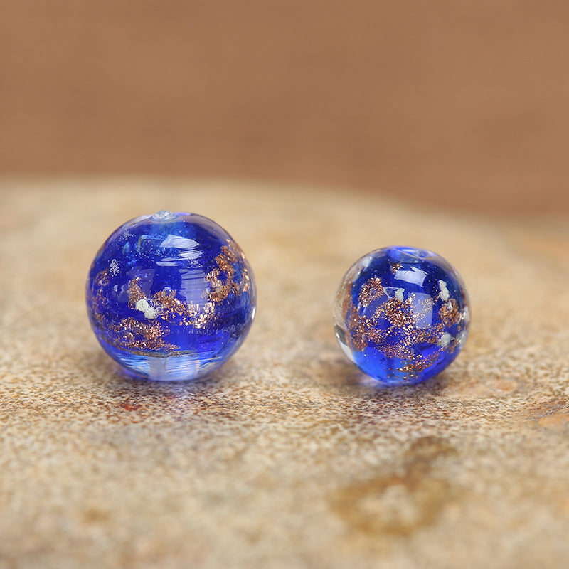Luminous Gold Sand Round Glass Beads Royal Blue 10 by Acrijoy
