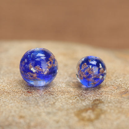 Luminous Gold Sand Round Glass Beads Royal Blue 10 by Acrijoy