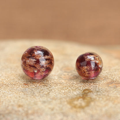 Luminous Gold Sand Round Glass Beads Purple 10 by Acrijoy