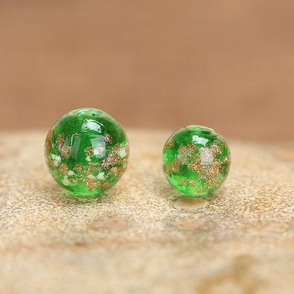 Luminous Gold Sand Round Glass Beads Moss green 10 by Acrijoy