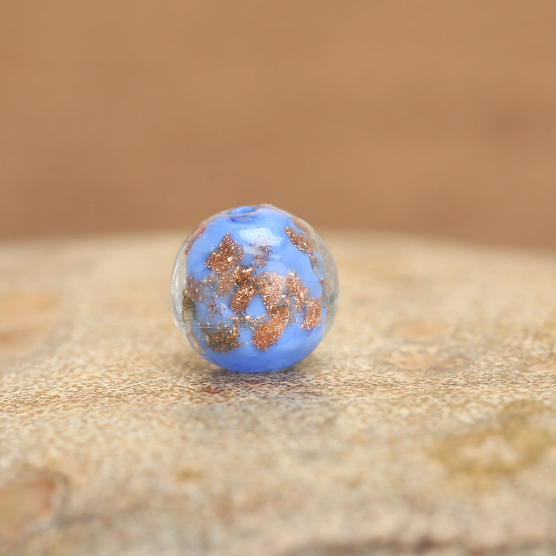Luminous Gold Sand Round Glass Beads Blue Porcelain 10 by Acrijoy