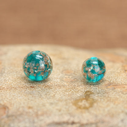Luminous Gold Sand Round Glass Beads Lake blue 10 by Acrijoy