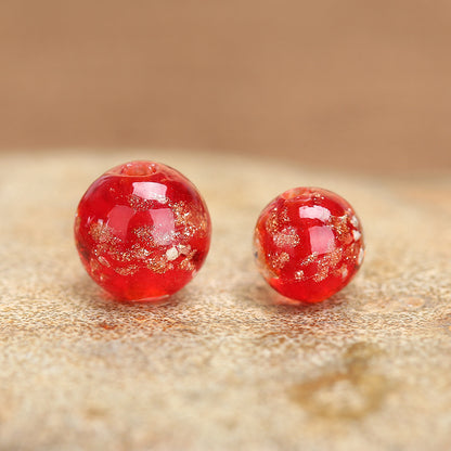 Luminous Gold Sand Round Glass Beads Red 10 by Acrijoy