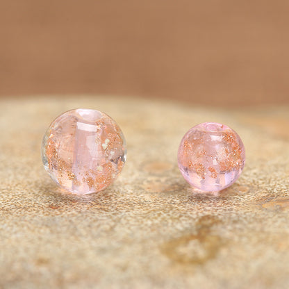 Luminous Gold Sand Round Glass Beads Pink 10 by Acrijoy