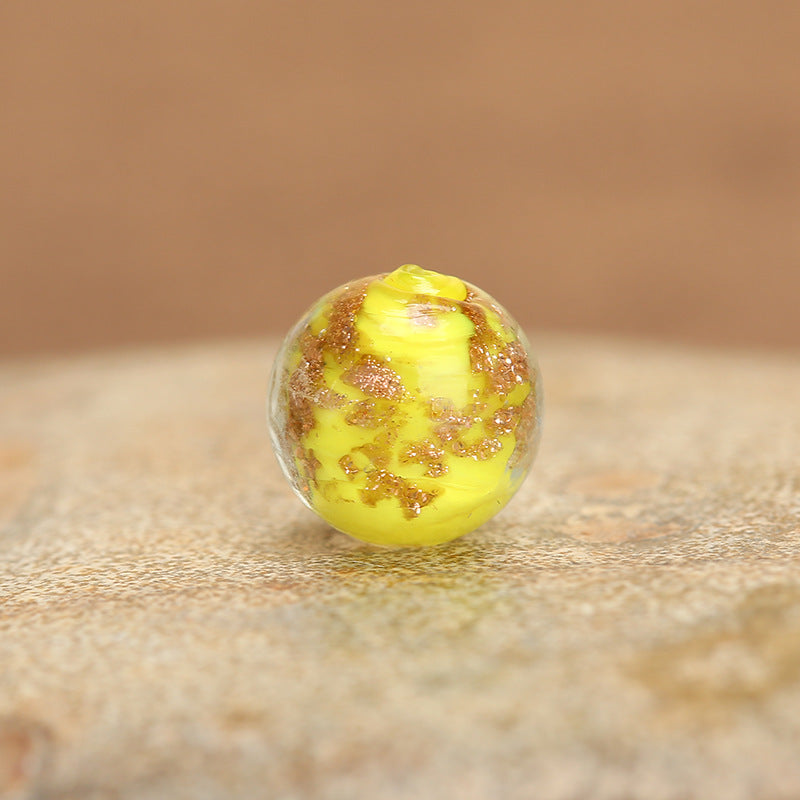 Luminous Gold Sand Round Glass Beads Yellow Porcelain 10 by Acrijoy