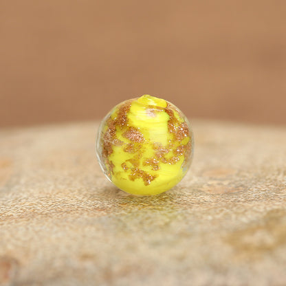 Luminous Gold Sand Round Glass Beads Yellow Porcelain 10 by Acrijoy