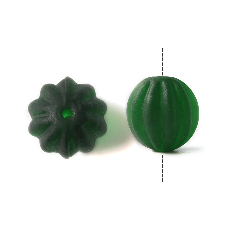 Vintage Style Matte Glass Pumpkin Beads Green by Acrijoy
