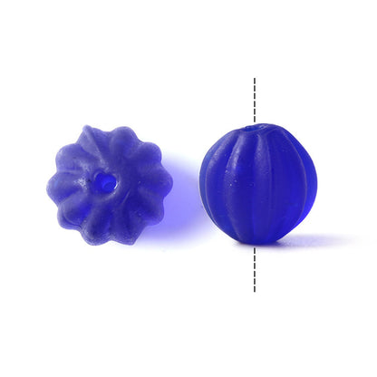 Vintage Style Matte Glass Pumpkin Beads Royal Blue by Acrijoy