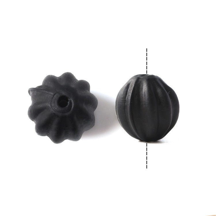 Vintage Style Matte Glass Pumpkin Beads Black by Acrijoy