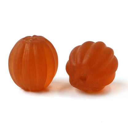 Vintage Style Matte Glass Pumpkin Beads Coffee Brown by Acrijoy