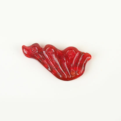 Gold Sand Angel Wing Glass Beads Red 40*20mm by Acrijoy
