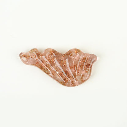 Gold Sand Angel Wing Glass Beads Purple 40*20mm by Acrijoy