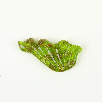 Gold Sand Angel Wing Glass Beads Yellow and green 40*20mm by Acrijoy