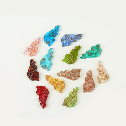 Gold Sand Angel Wing Glass Beads Mixed Colors 40*20mm by Acrijoy