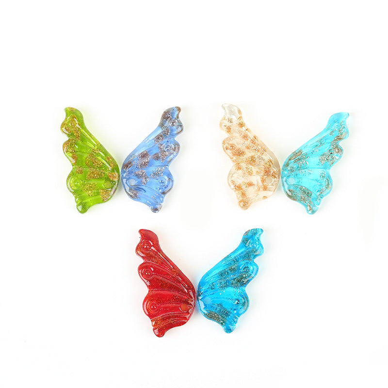 Gold Sand Angel Wing Glass Beads by Acrijoy