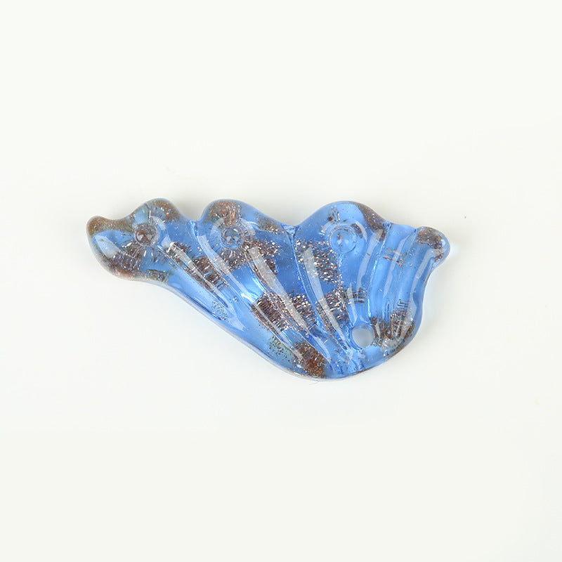 Gold Sand Angel Wing Glass Beads Royal Blue 40*20mm by Acrijoy