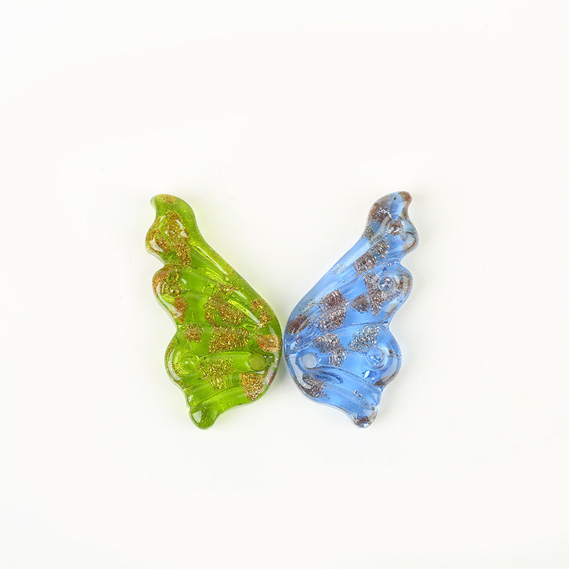 Gold Sand Angel Wing Glass Beads by Acrijoy