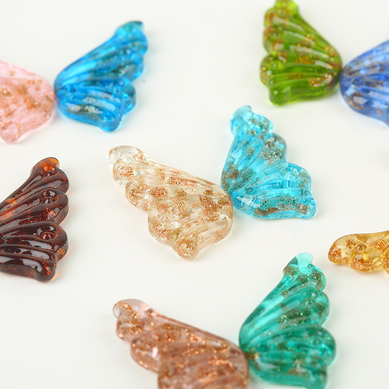 Gold Sand Angel Wing Glass Beads by Acrijoy