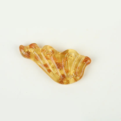 Gold Sand Angel Wing Glass Beads Golden 40*20mm by Acrijoy