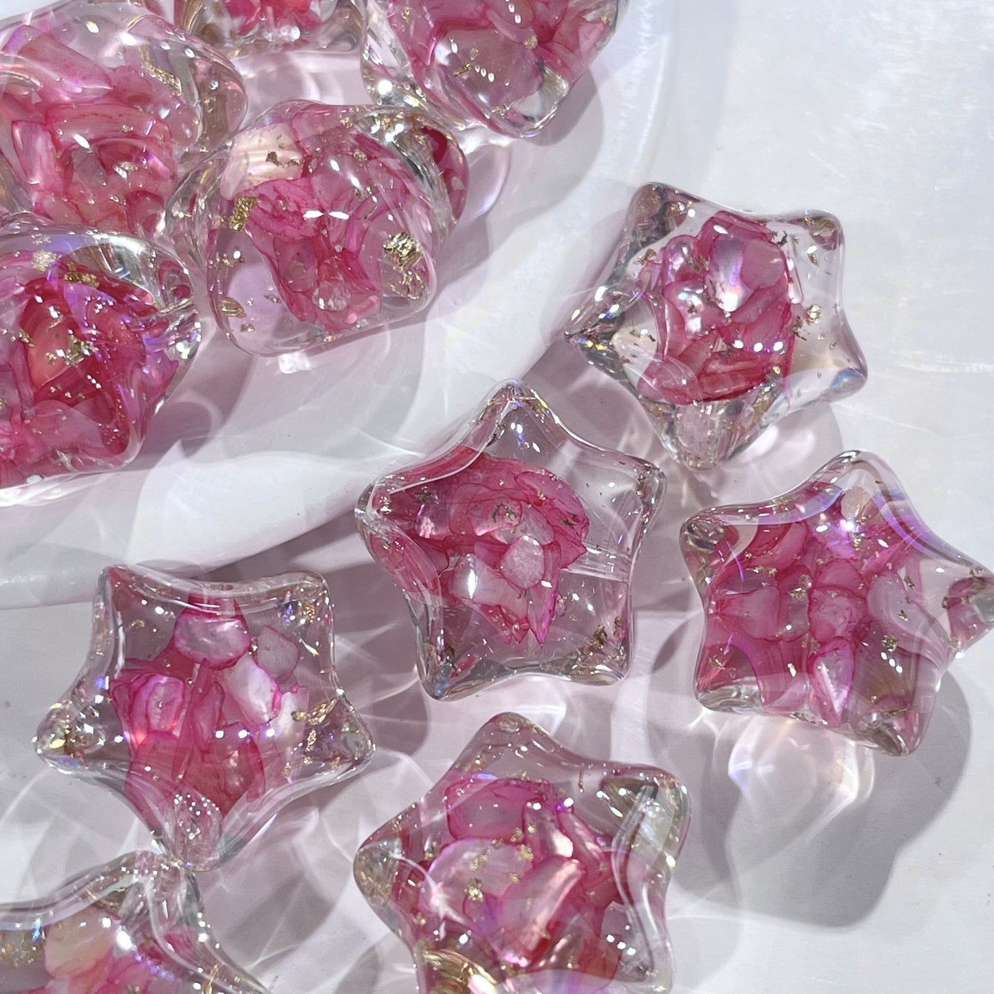 Shell Luster Electroplated Resin Star Beads Picture color-05 16mm by Acrijoy