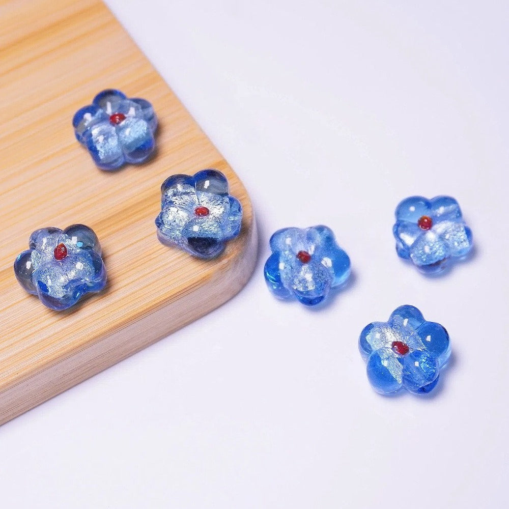 Colorful Millefiori Plum Blossom Glass Beads Light blue 14mm 20 by Acrijoy