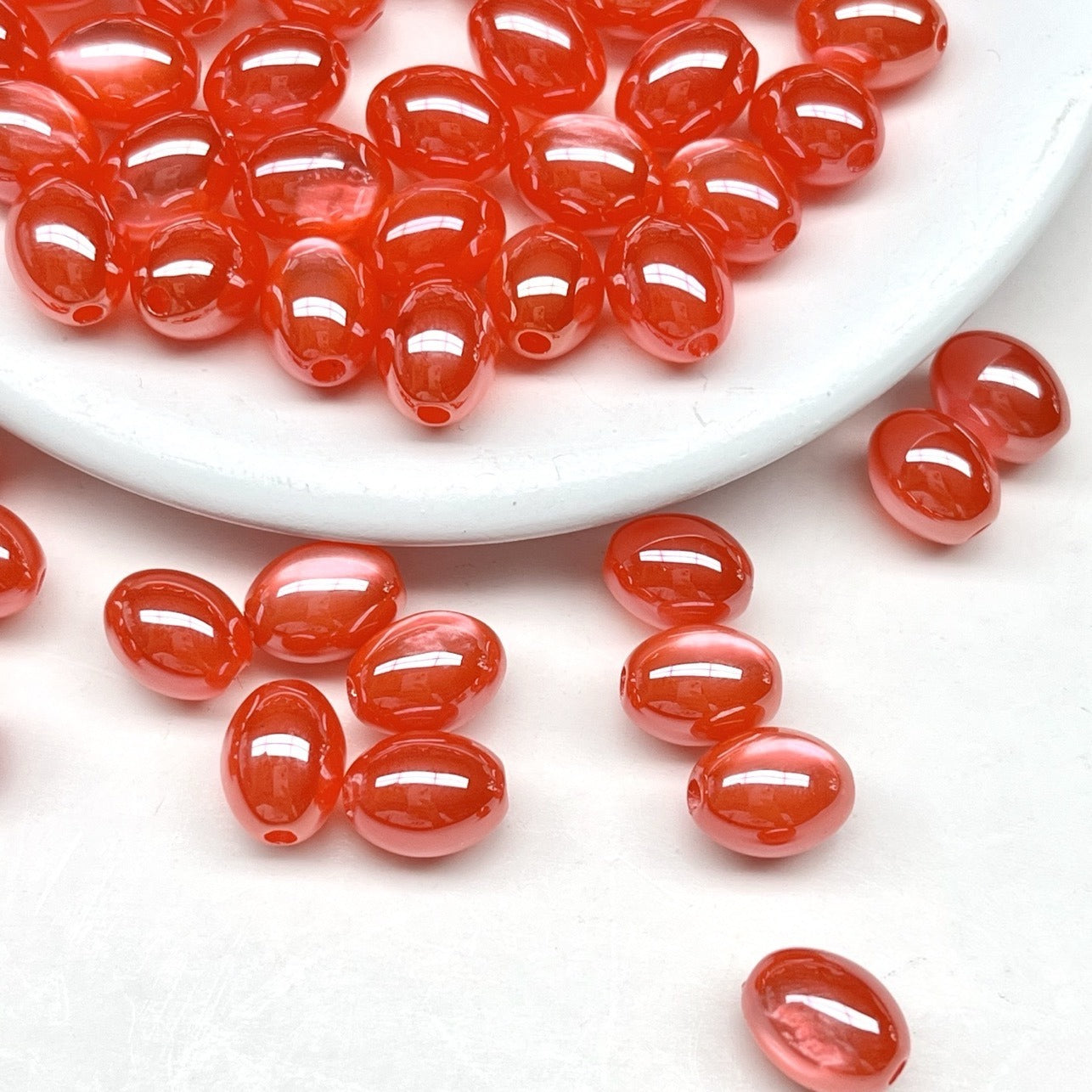 High Gloss Electroplated Cat Eye Teardrop Resin Beads Picture color-02 10*7.8mm by Acrijoy