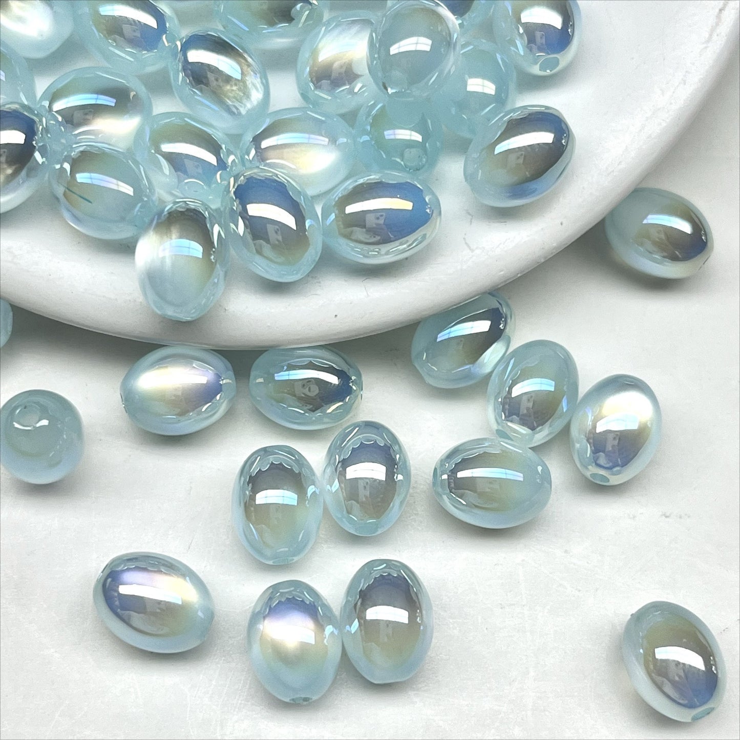 High Gloss Electroplated Cat Eye Teardrop Resin Beads Picture color-04 10*7.8mm by Acrijoy