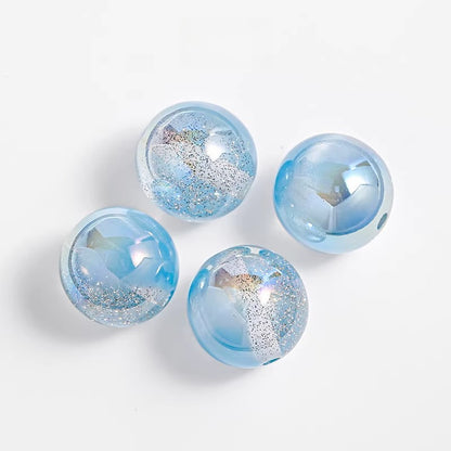 Vintage Frosted Acrylic Beads Gold Traced Pattern Picture color07 by Acrijoy