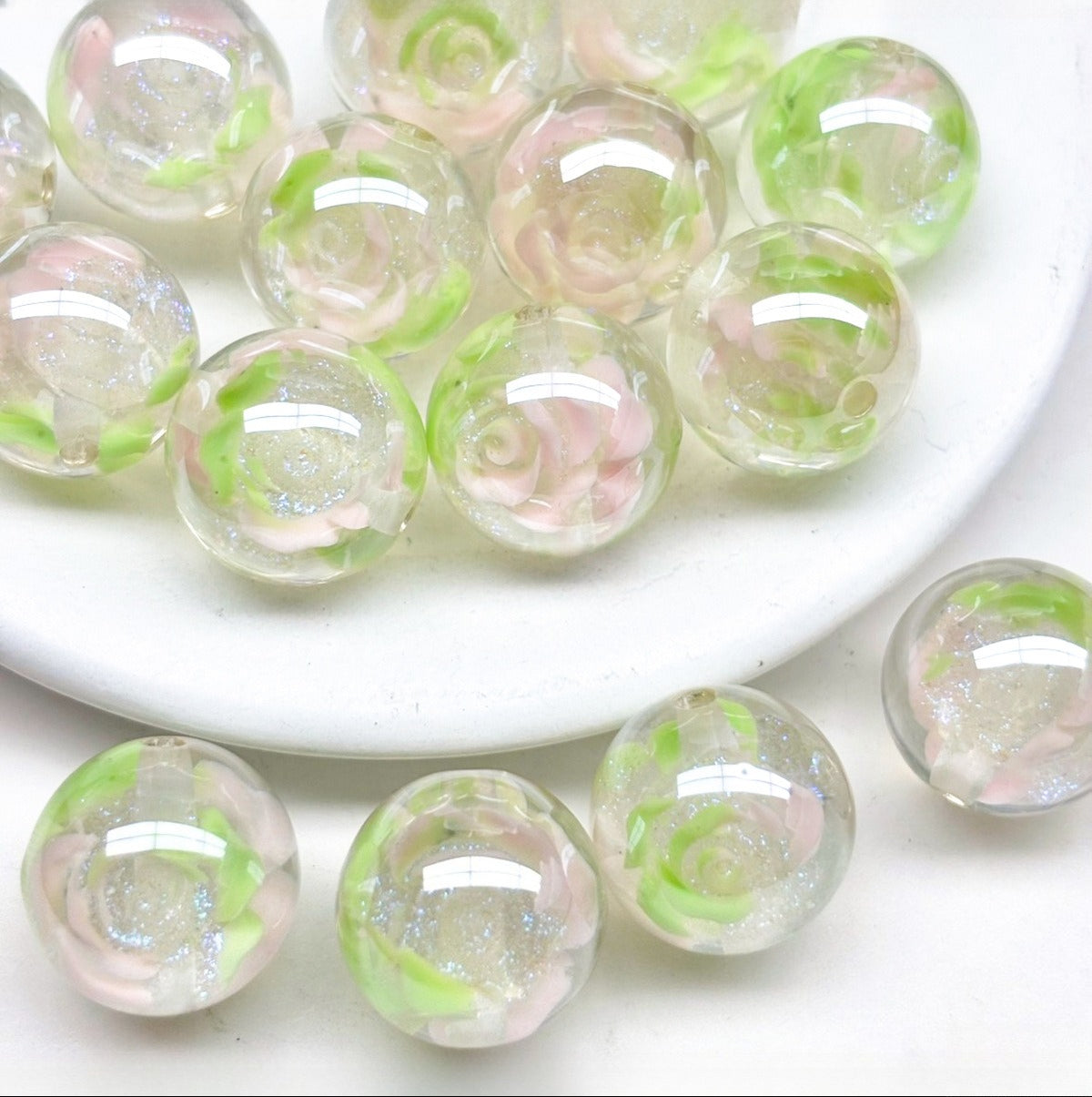 Electroplated Moonlight Carved Roselle Resin Beads Picture color-04 16mm by Acrijoy