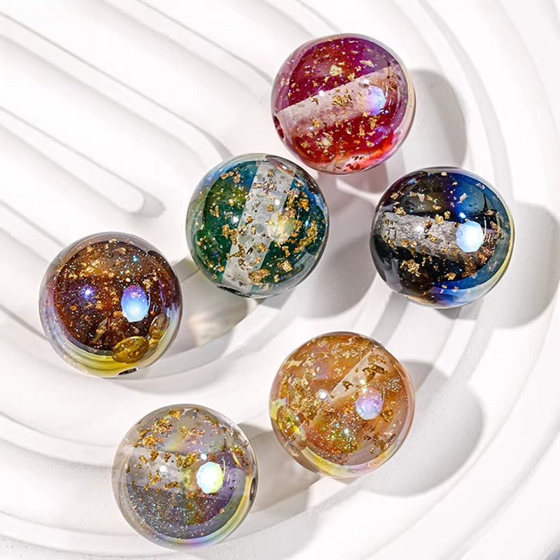 Gradient Color Gold Foil Glass Beads by Acrijoy