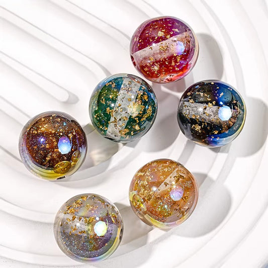 Gradient Color Gold Foil Glass Beads by Acrijoy
