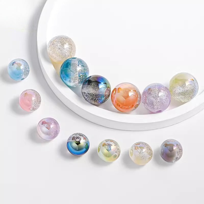 Vintage Frosted Acrylic Beads Gold Traced Pattern by Acrijoy