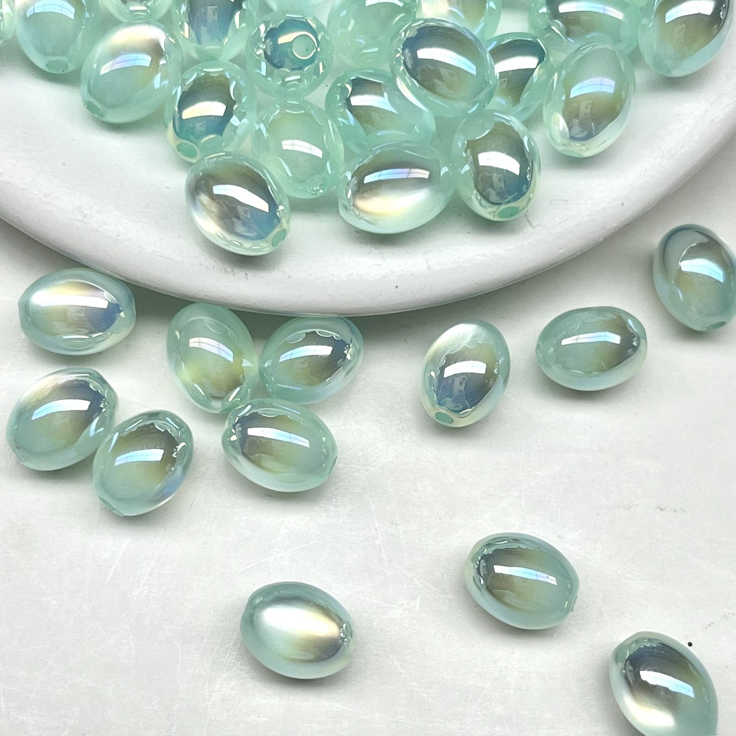 High Gloss Electroplated Cat Eye Teardrop Resin Beads Picture color-03 10*7.8mm by Acrijoy