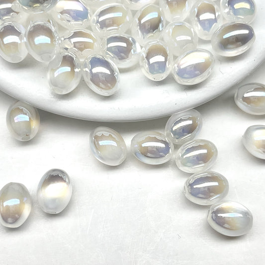 High Gloss Electroplated Cat Eye Teardrop Resin Beads Picture color-01 10*7.8mm by Acrijoy