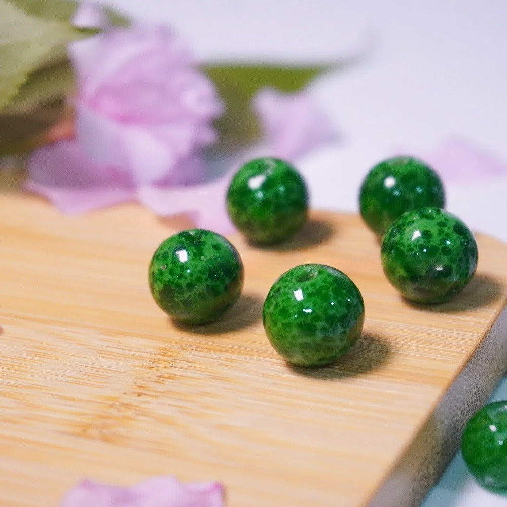 Vintage Style Frog Skin Peach Blossom Glass Beads by Acrijoy