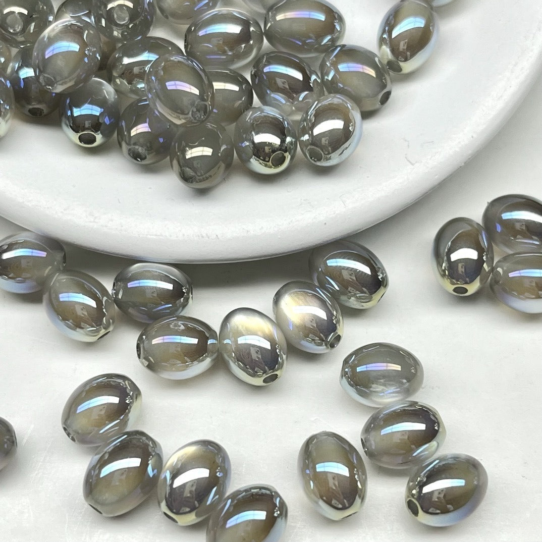 High Gloss Electroplated Cat Eye Teardrop Resin Beads Picture color-05 10*7.8mm by Acrijoy