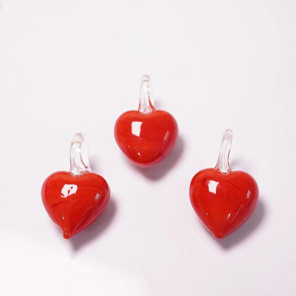 Festive Christmas Tree and Wreath Glass Beads Red heart by Acrijoy
