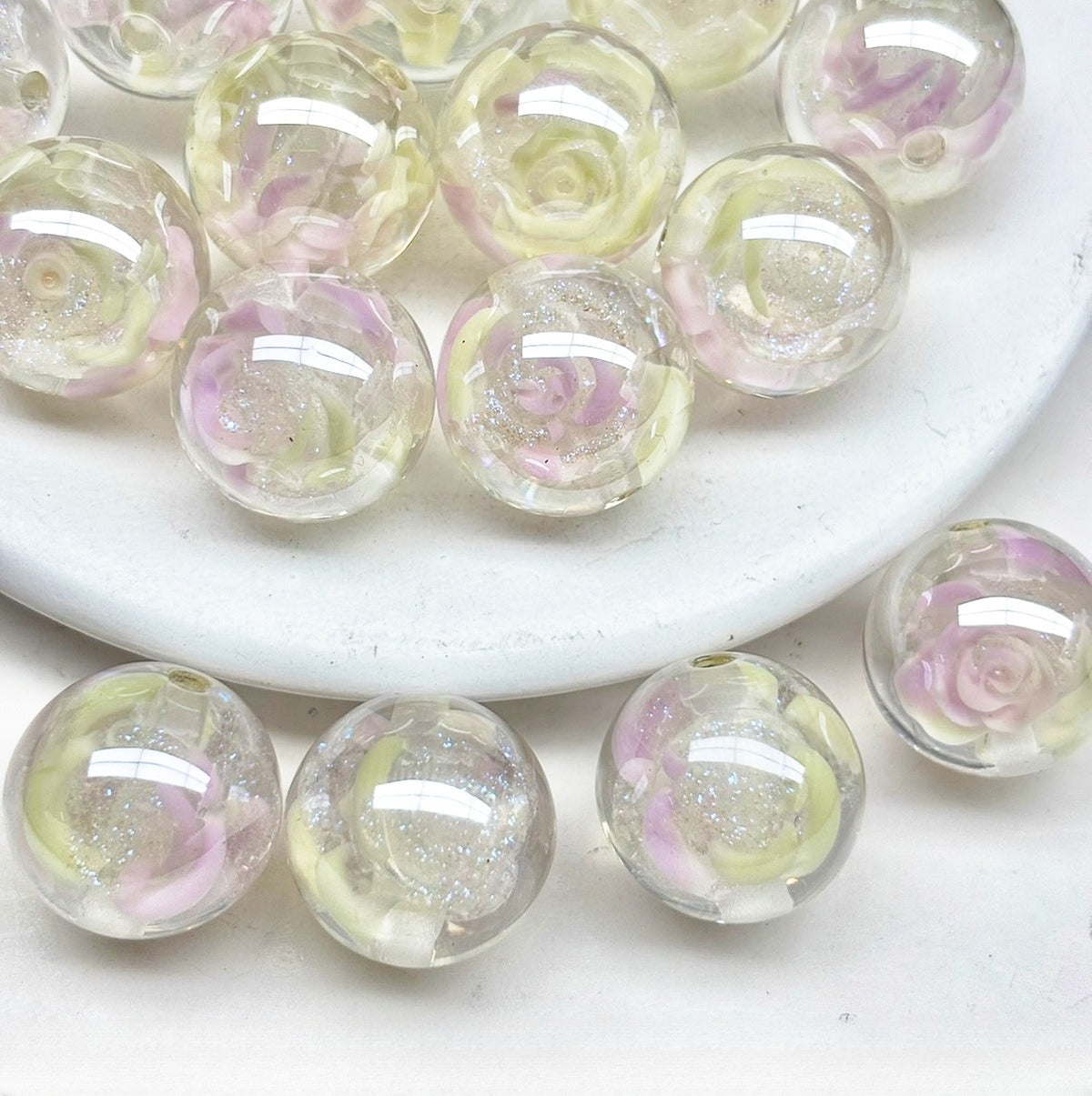 Electroplated Moonlight Carved Roselle Resin Beads Picture color-03 16mm by Acrijoy