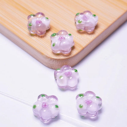 Colorful Millefiori Plum Blossom Glass Beads Pink 14mm 20 by Acrijoy