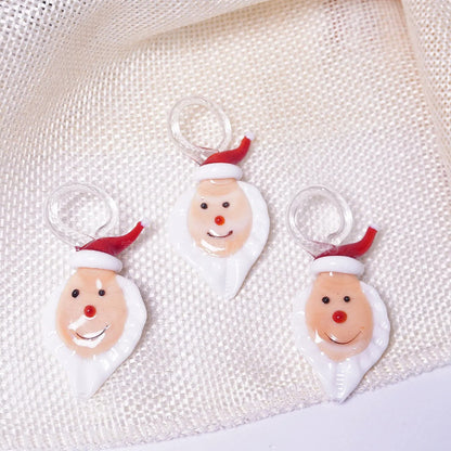 Festive Christmas Tree and Wreath Glass Beads Santa Claus Head by Acrijoy