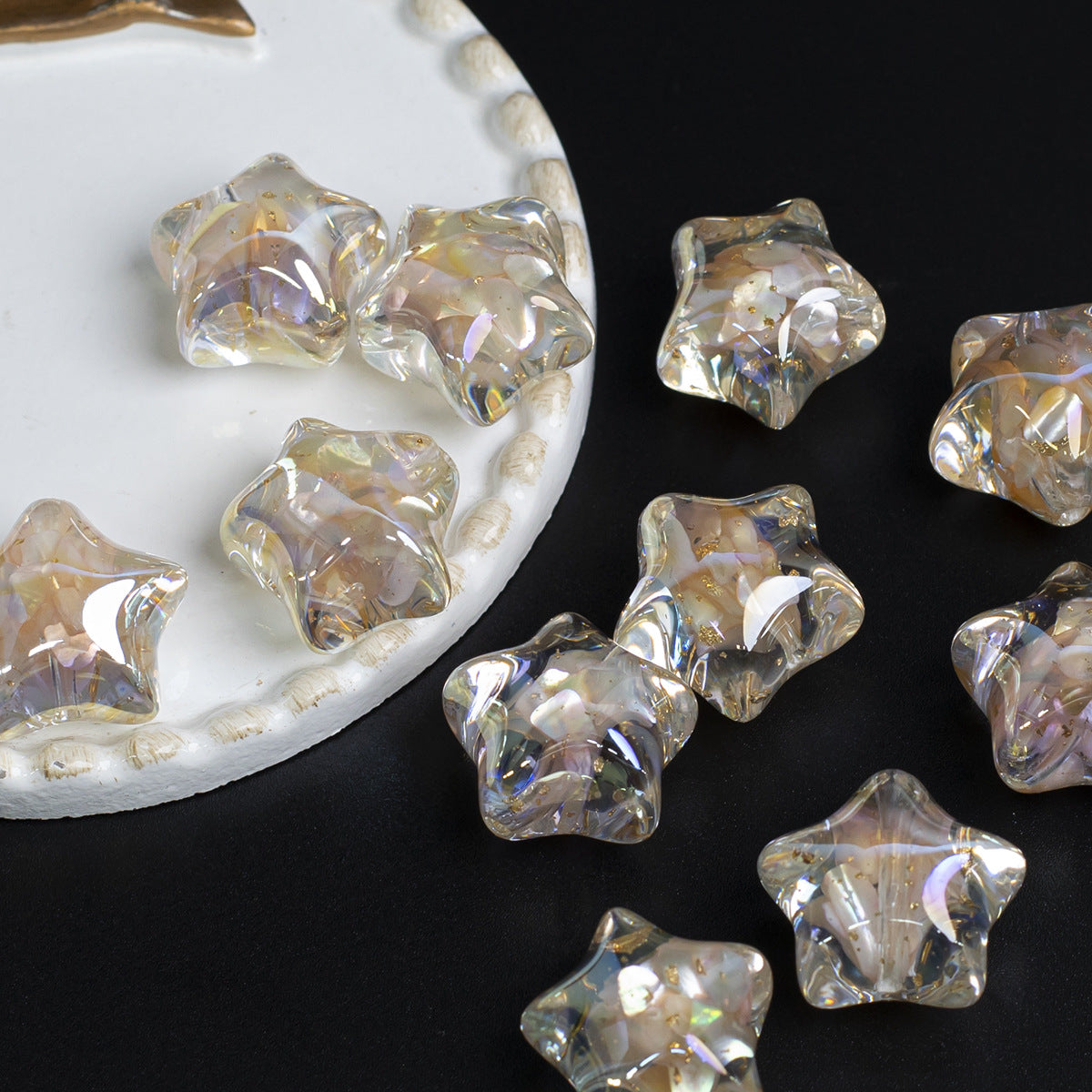 Shell Luster Electroplated Resin Star Beads Picture color-11 16mm by Acrijoy