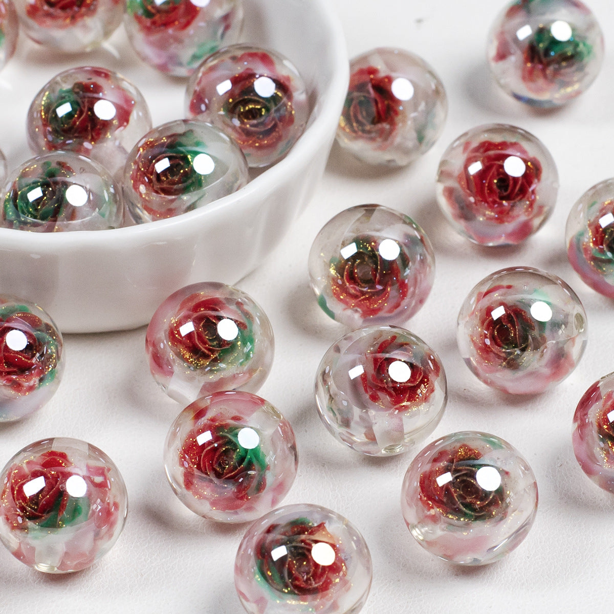 Luminous Electroplated Roselle Flower Resin Beads Picture color-01 16mm by Acrijoy