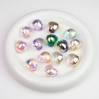Chubby Heart Moonlight Electroplated Beads