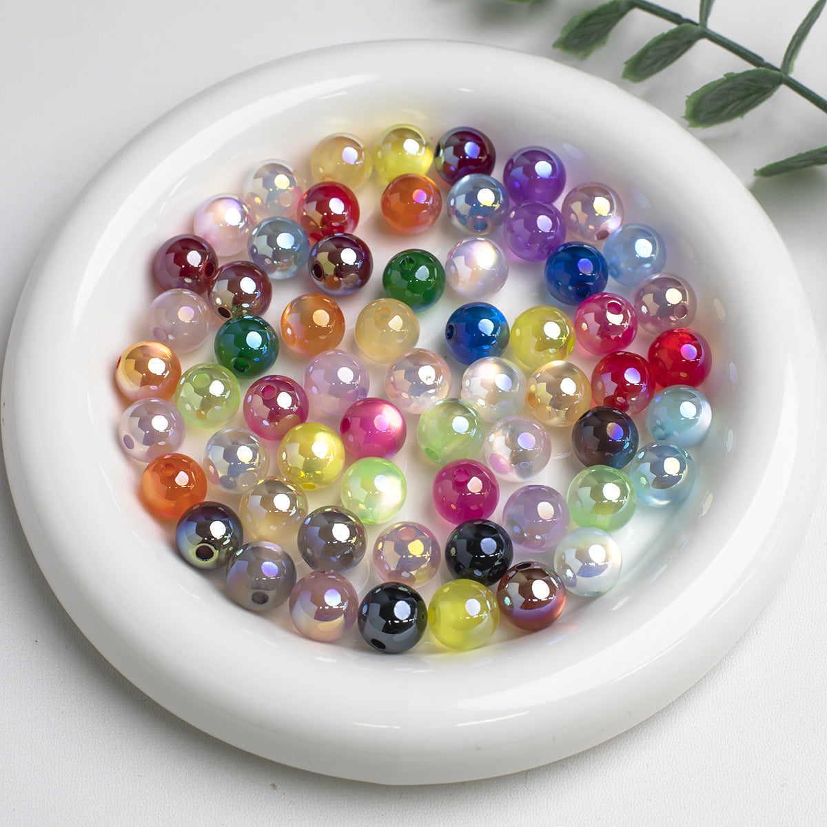 High Gloss Electroplated Moonlight Cat Eye Round Beads Rndm Mix Clr 8mm by Acrijoy