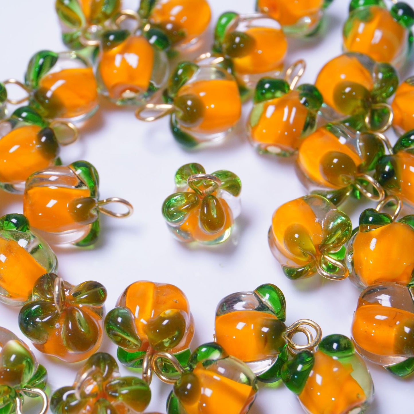Luminous Persimmon Glass Beads Orange Yellow (Non-glow - with buckle) 12mm 10 by Acrijoy