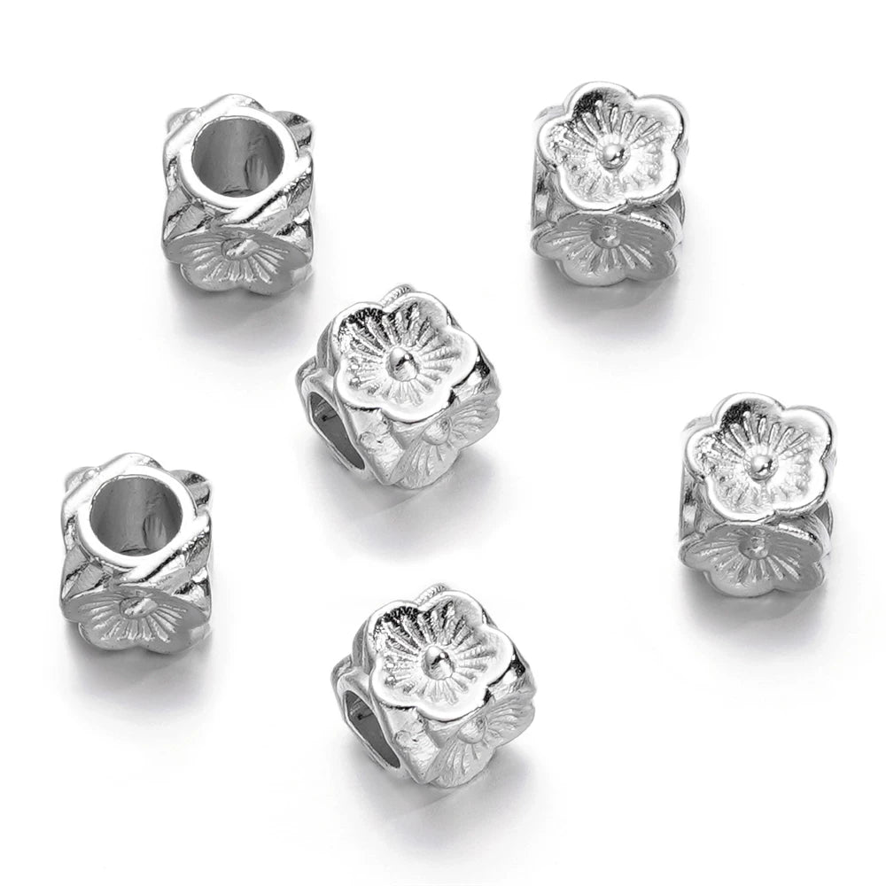 Large Hole Pearlescent Acrylic Spacer Beads 24 Silver 50 by Acrijoy