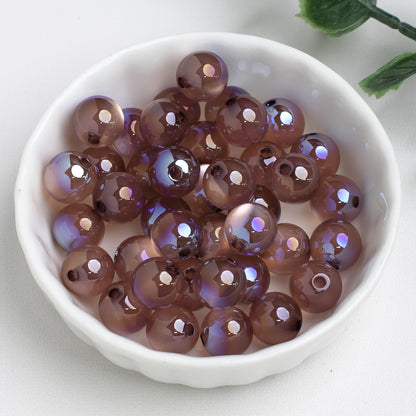 Moonlight Cat Eye Glass Beads Round Loose Picture color-15 10mm by Acrijoy
